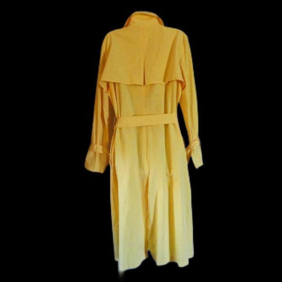 Worth New York Designer Yellow Trench Coat Double Breasted Belted Back Cape USA - Picture 14 of 14